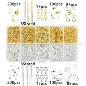 800 Adet Gold ve Gümüş Kolye Bileklik Takı Yapım Seti