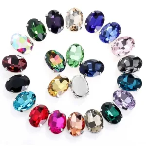 13x18(1.8 cm) Oval Kasalı Dikme Cam Taş Karışık Paket 20 Adet